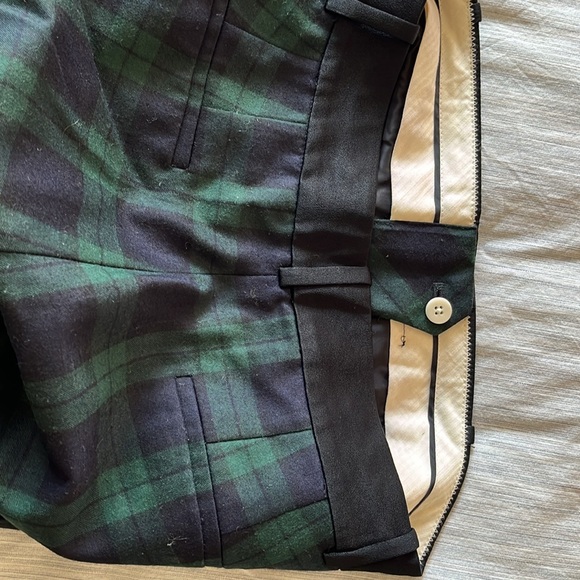 Plaid navy and green tuxedo cropped pants. - Picture 5 of 5